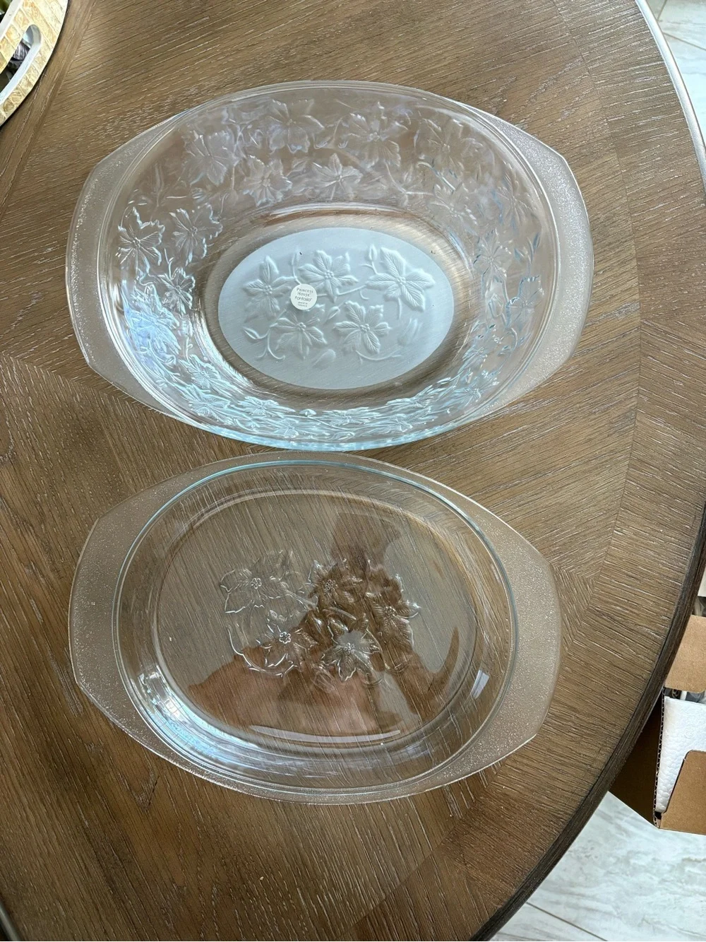 Princess House Clear Embossed Glass Covered Casserole Dish